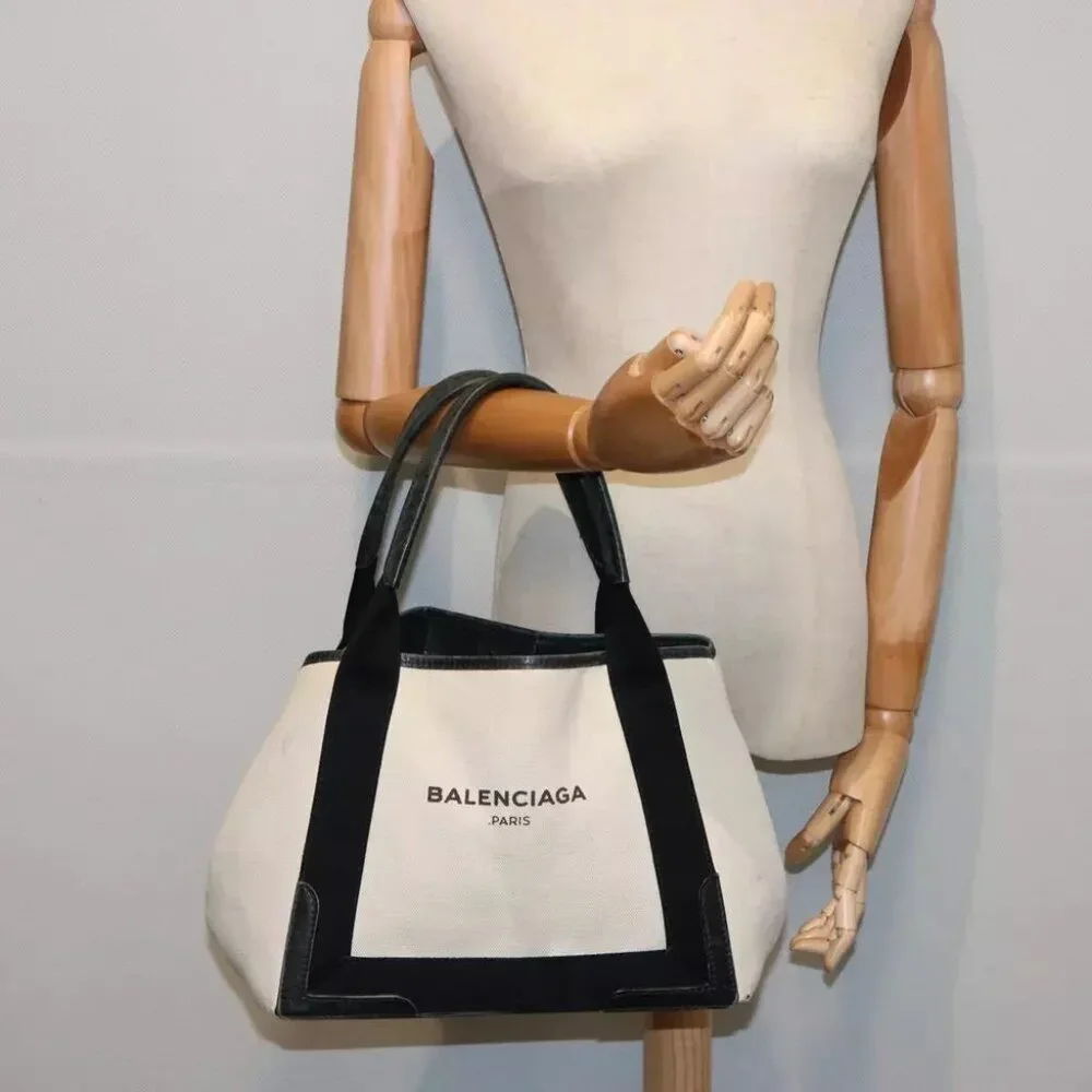 AUTHENTICITY GUARANTEED BALENCIAGA Tote Bag Canvas White Black - Picture 16 of 16
